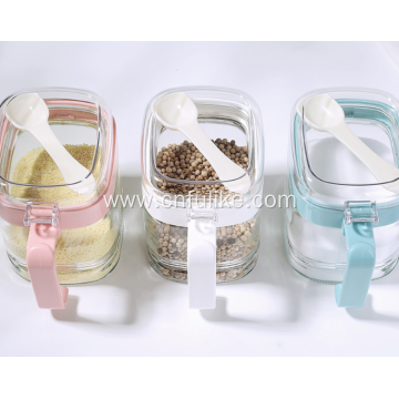 Transparent Glass Condiment Jar Seasoning Box Set